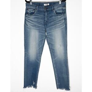 Moussy Vintage Women's Diana Distressed Mid Rise Skinny Fray Hem Denim Jeans 29